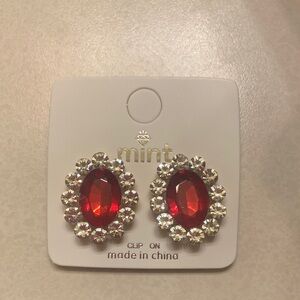 Radiant Red and white Rhinestone Earrings